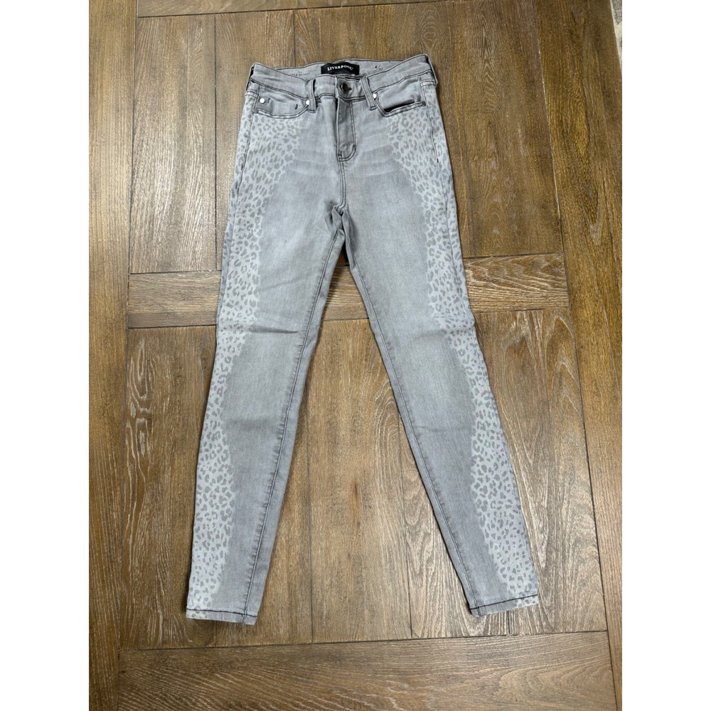 Liverpool The Ankle Skinny Gray Leopard Print Jeans Women's Size 4/27